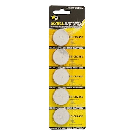 Exell Battery 5pack Exell 3V Lithium Coin Cell Battery Replaces DL2450 EB-CR2450